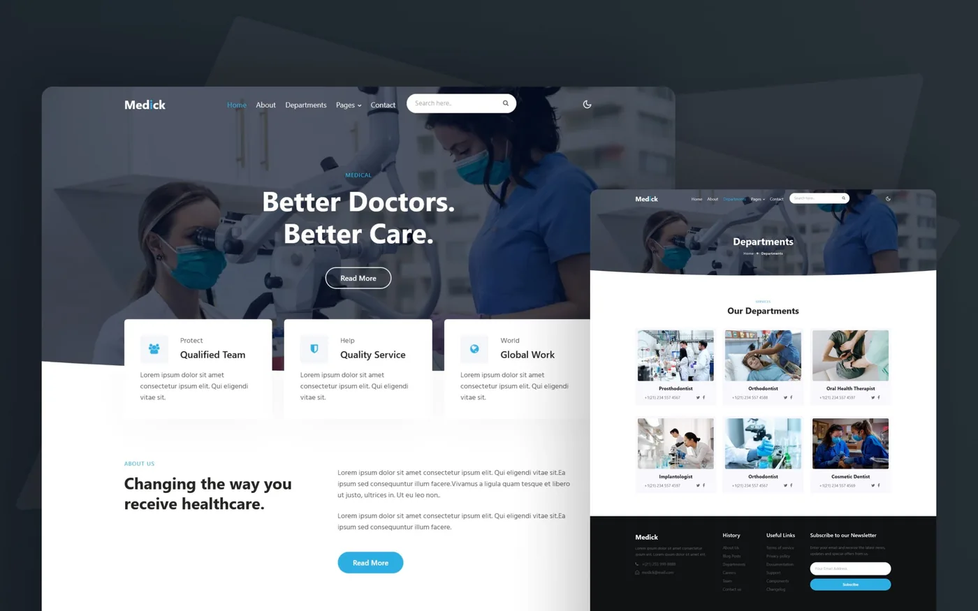 Ejemplo de sitio web para una clínica, en computadora
