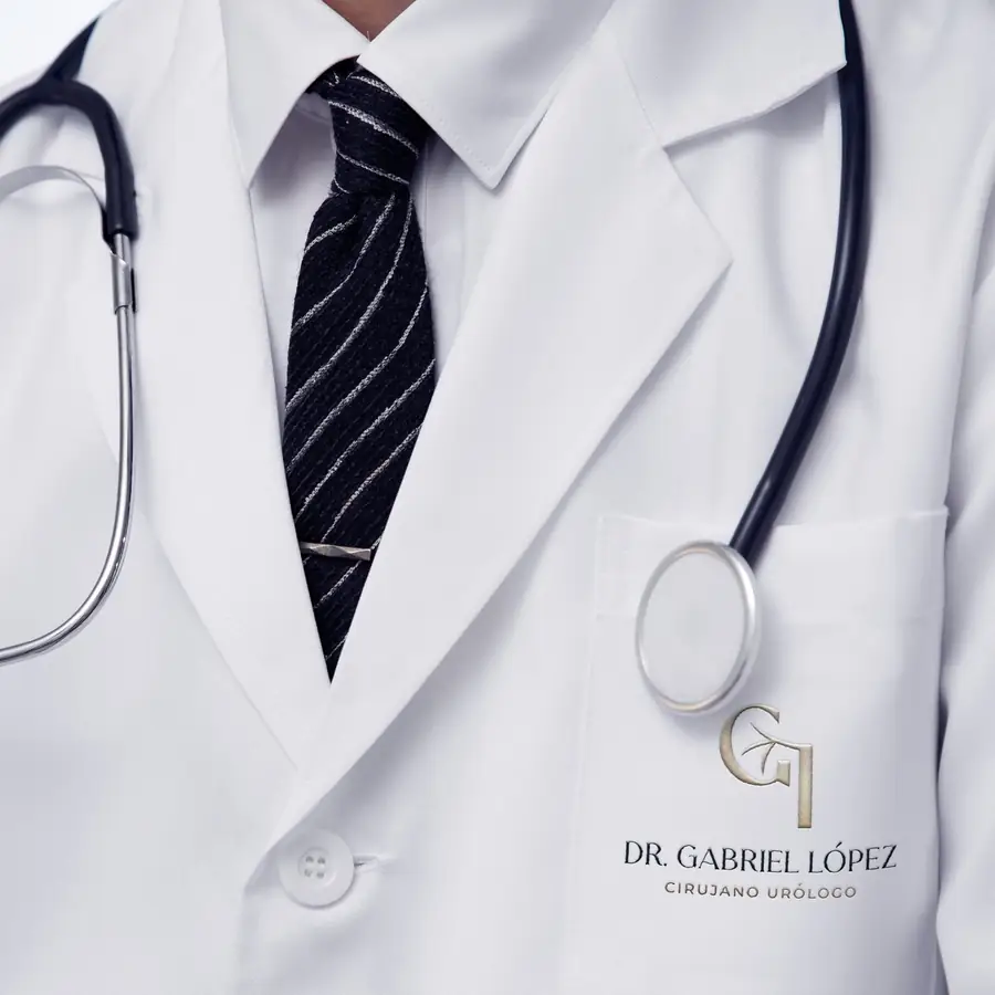 Dr. Gabriel López: Bata bordada
